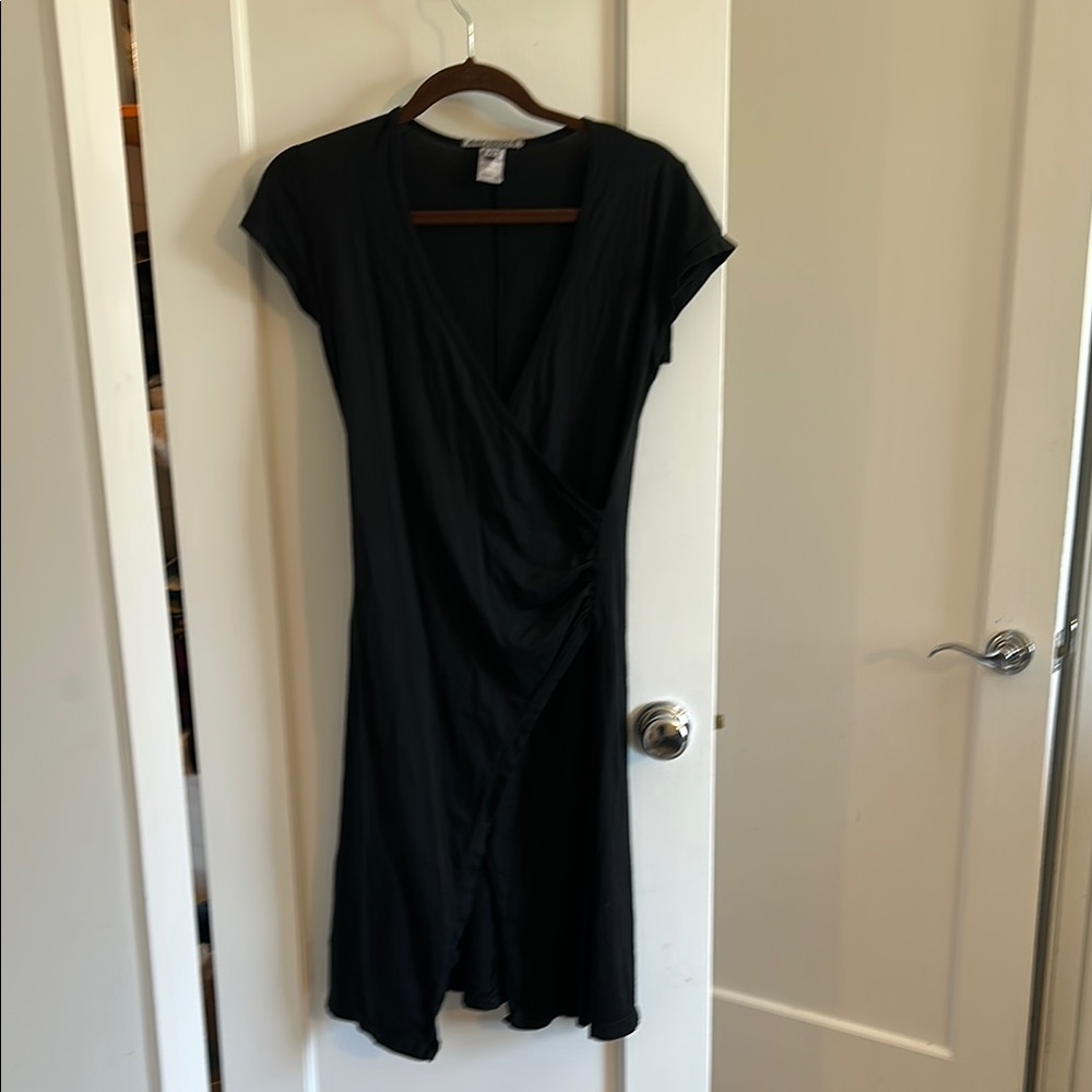 Prairie Underground Black Ruched Wrap Midi Dress